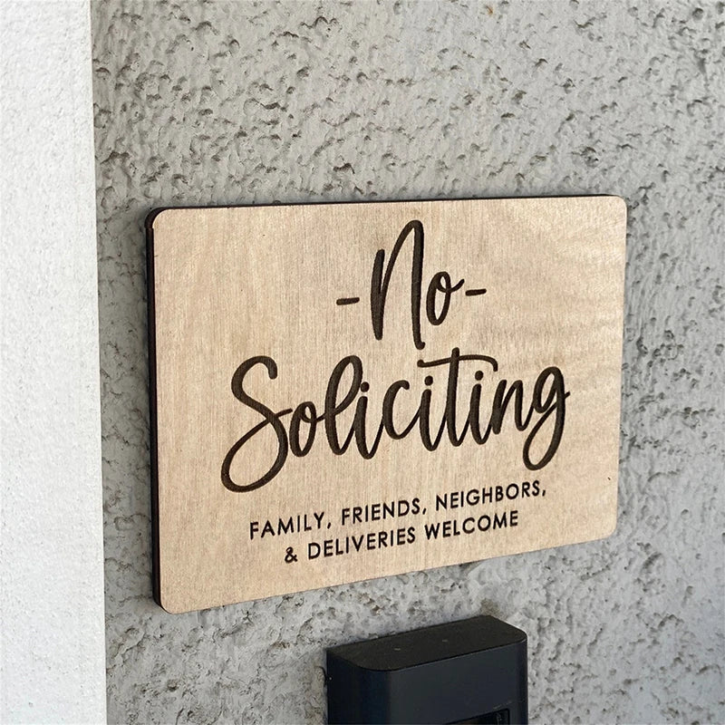 Charming Wooden No Soliciting Sign - Self-Adhesive Baby Sleeping Door Sign for Privacy and Peace