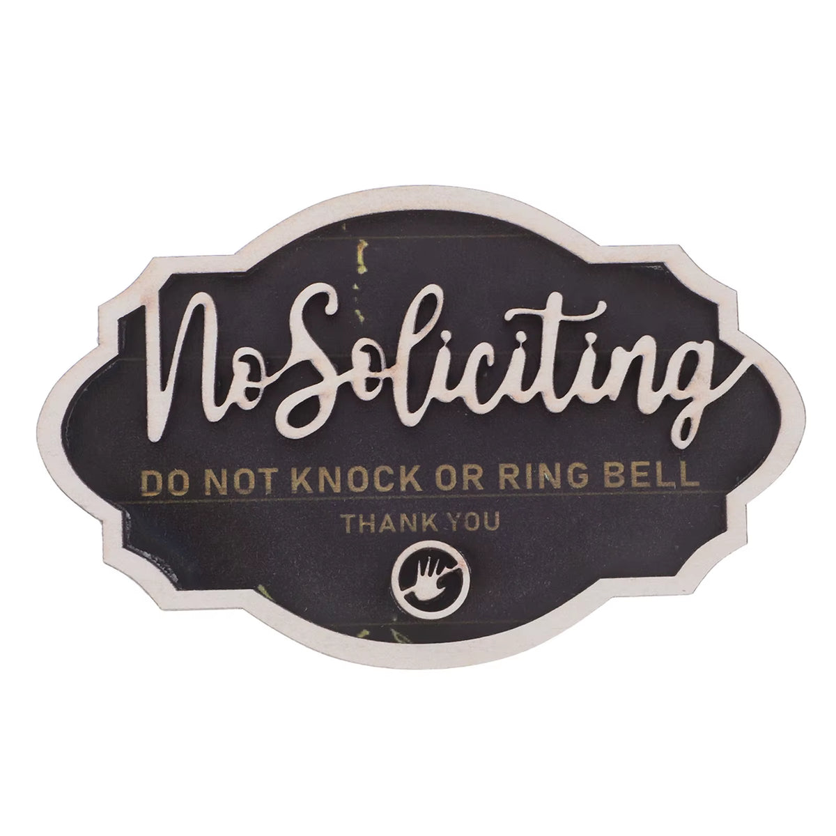 Stylish No Soliciting Wooden Door Sign – Your Privacy Matters! Please Do Not Knock or Ring the Doorbell