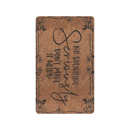 Charming No Soliciting Doormat - Non-Slip Rubber Mat for Kitchen, Bathroom, and Garden