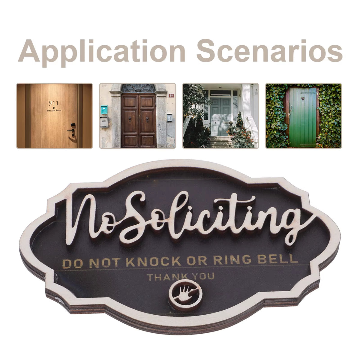Stylish No Soliciting Wooden Door Sign – Your Privacy Matters! Please Do Not Knock or Ring the Doorbell