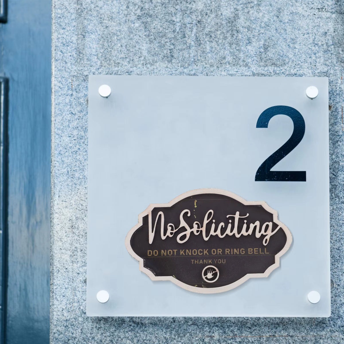 Stylish No Soliciting Wooden Door Sign – Your Privacy Matters! Please Do Not Knock or Ring the Doorbell