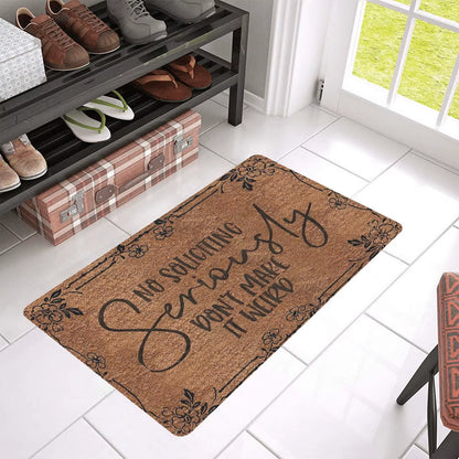 Charming No Soliciting Doormat - Non-Slip Rubber Mat for Kitchen, Bathroom, and Garden