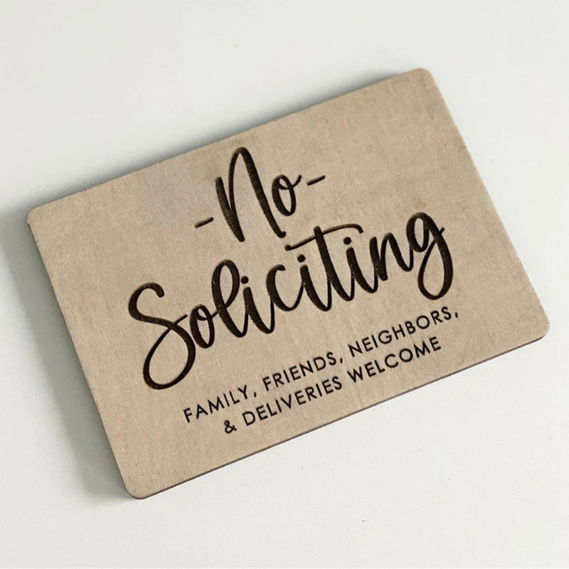 Charming Wooden No Soliciting Sign - Self-Adhesive Baby Sleeping Door Sign for Privacy and Peace