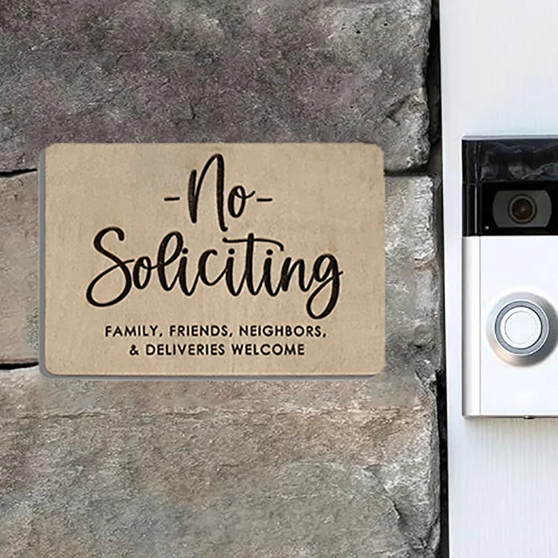 Charming Wooden No Soliciting Sign - Self-Adhesive Baby Sleeping Door Sign for Privacy and Peace
