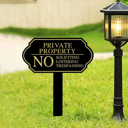 Durable No Soliciting Sign with Stake – Easy Installation Metal Warning Sign for Your Home, Garden, or Business