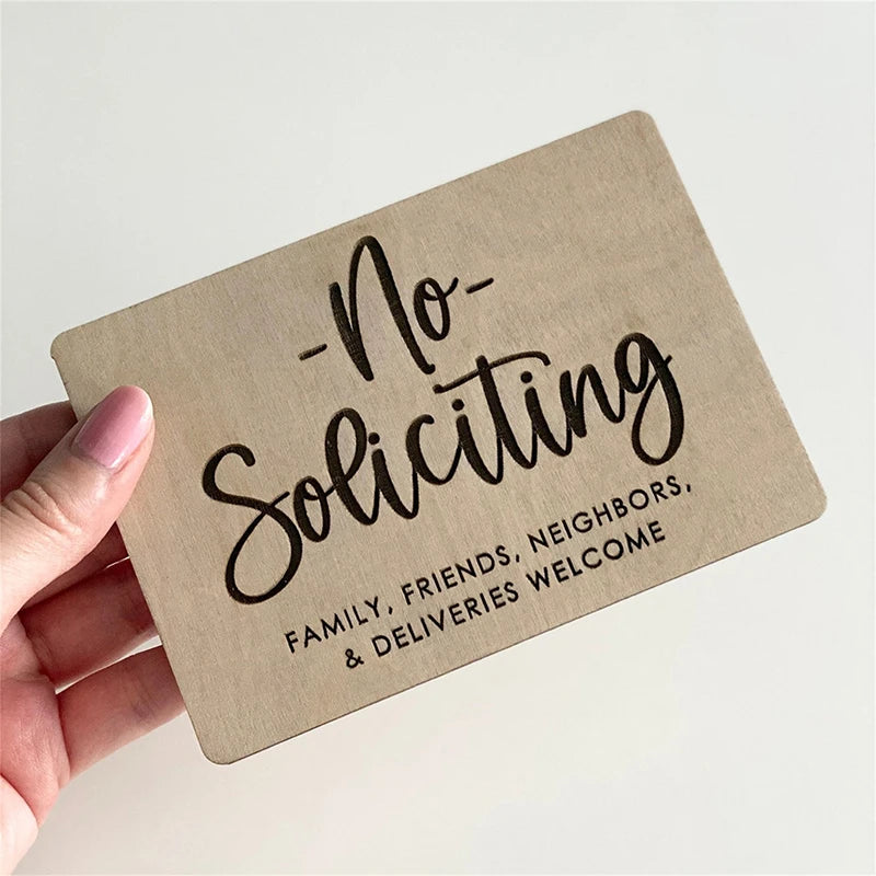 Charming Wooden No Soliciting Sign - Self-Adhesive Baby Sleeping Door Sign for Privacy and Peace