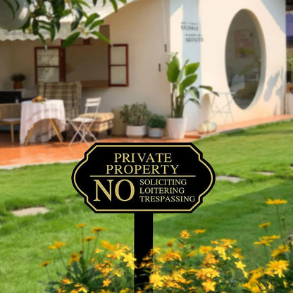 Durable No Soliciting Sign with Stake – Easy Installation Metal Warning Sign for Your Home, Garden, or Business