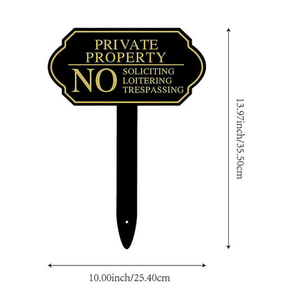 Durable No Soliciting Sign with Stake – Easy Installation Metal Warning Sign for Your Home, Garden, or Business