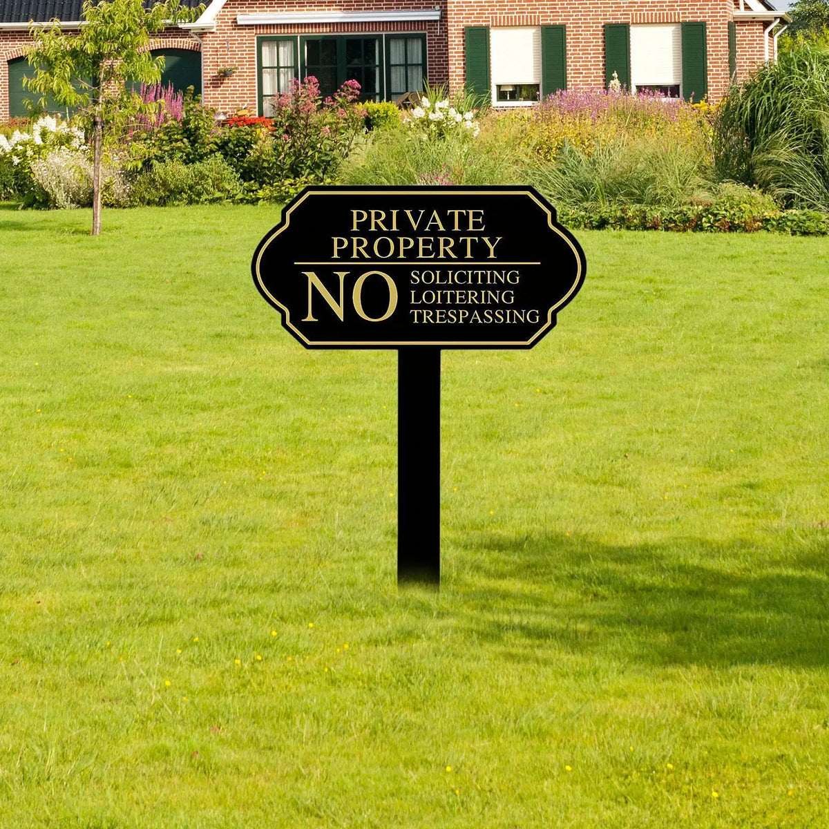 Durable No Soliciting Sign with Stake – Easy Installation Metal Warning Sign for Your Home, Garden, or Business