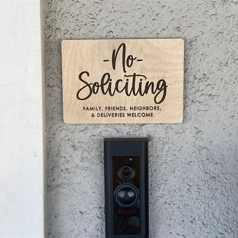 Charming Wooden No Soliciting Sign - Self-Adhesive Baby Sleeping Door Sign for Privacy and Peace