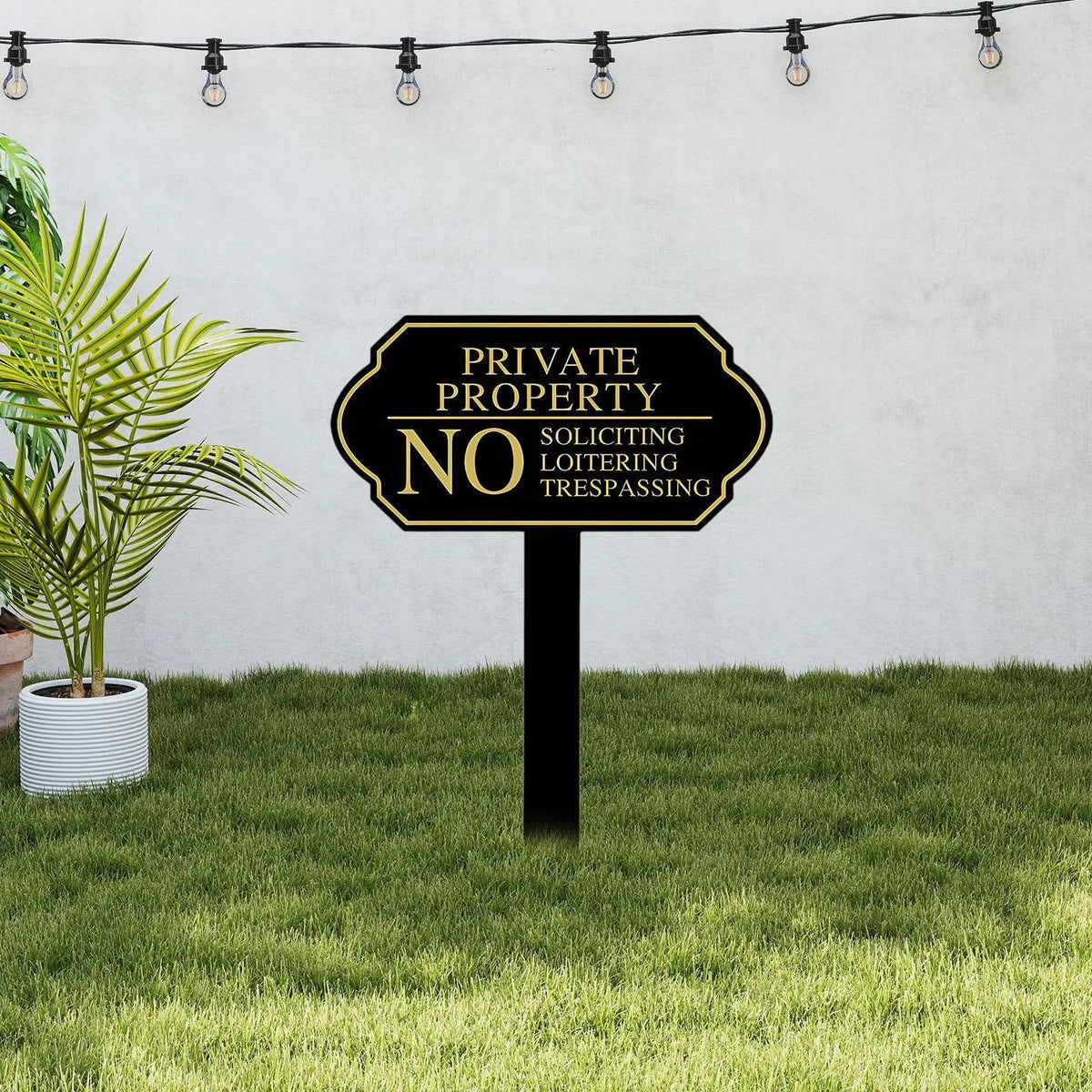 Durable No Soliciting Sign with Stake – Easy Installation Metal Warning Sign for Your Home, Garden, or Business